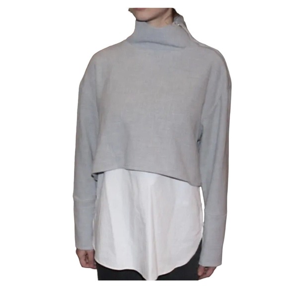 Zara Trafaluc Collection Gray White Two Piece Top Women's Size Large 100% Cotton - Picture 1 of 7